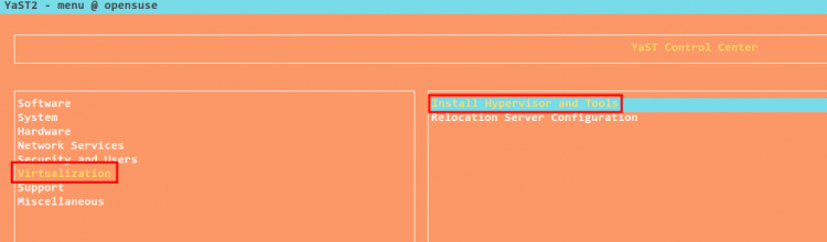 configurar la virtualización con yast2