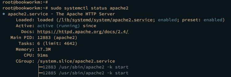 comprobando apache2