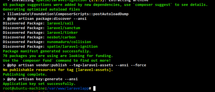 instalación de laravel completada