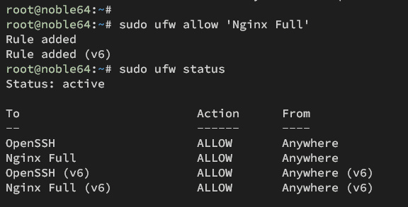 nginx configuración ufw