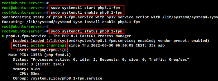 iniciar php-fpm