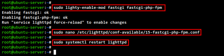 configurar php-fpm lighttpd