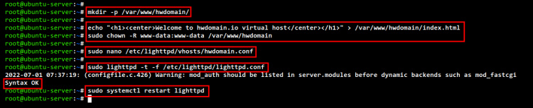 host virtual lighttpd
