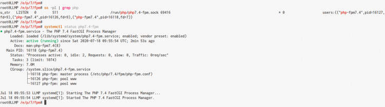 Comprueba el servicio PHP-FPM