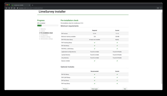 control de preinstalación