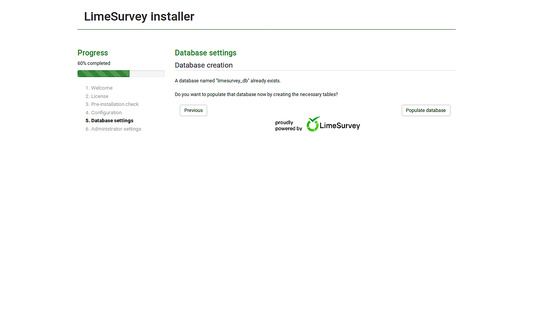 Configuración de la base de datos