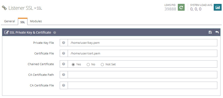 Clave y certificado SSL autofirmados OpenLiteSpeed