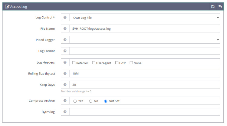 Registro de acceso a OpenLiteSpeed