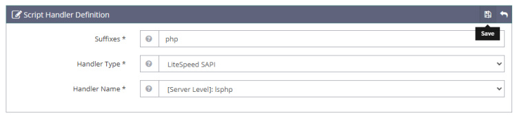 Definición del Manejador de Script OpenLiteSpeed
