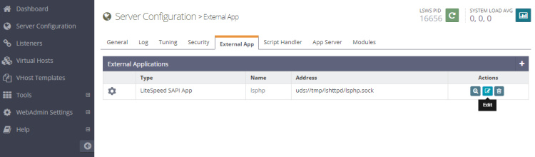 Aplicaciones externas de OpenLiteSpeed