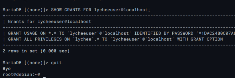 comprobar base de datos y usuario