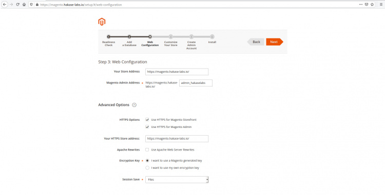 Configuración HTTPS de Magento