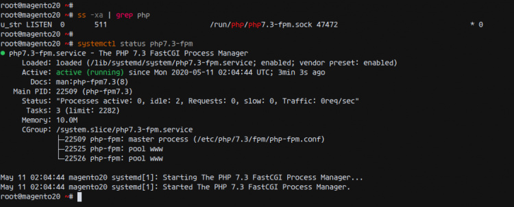 Comprueba el servicio PHP-FPM