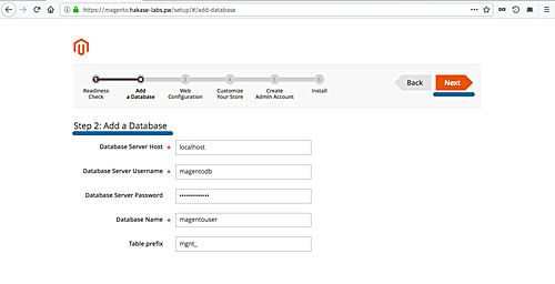 Configuración de la base de datos