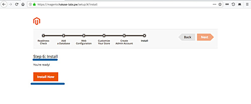 Iniciar la instalación de Magento