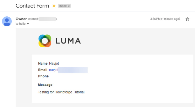 Prueba de correo electrónico de Magento