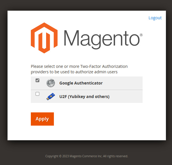 Configurar Magento 2FA