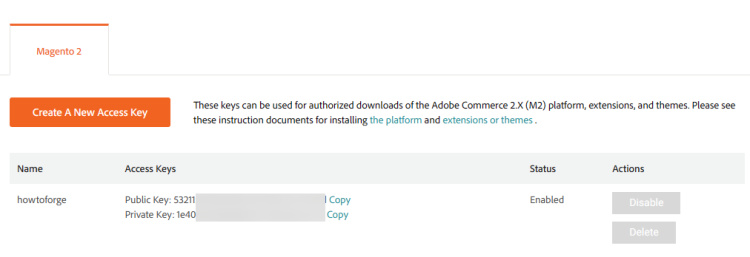 Claves de acceso a Magento