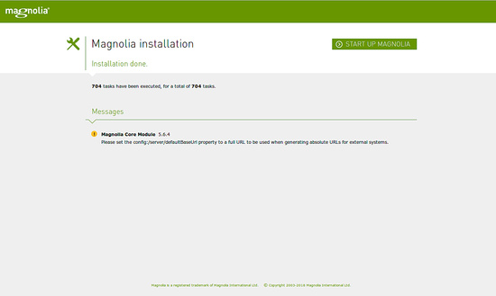 Instalación de Magnolia terminada
