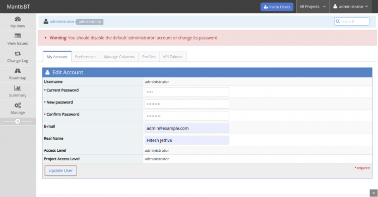 Cambiar la contraseña del administrador