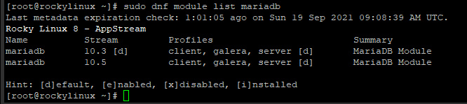 lista de módulos mariadb
