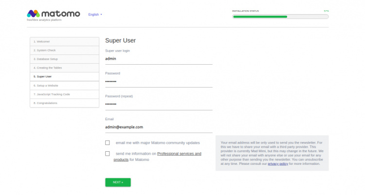 Añadir una cuenta de usuario de administrador