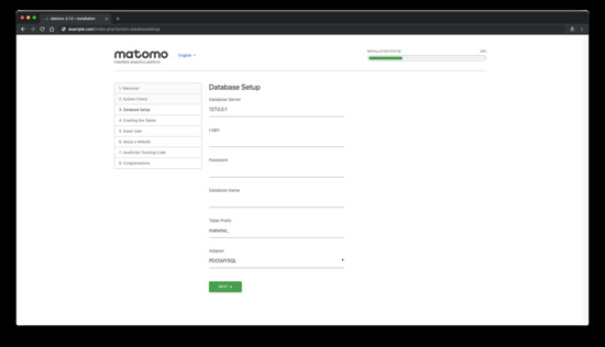 Configuración de la base de datos