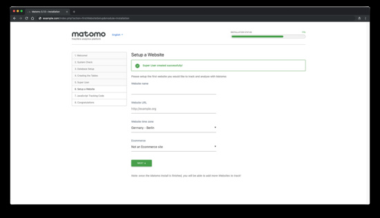 Añadir sitio web a Matomo