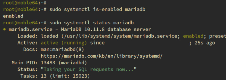 comprobar mariadb