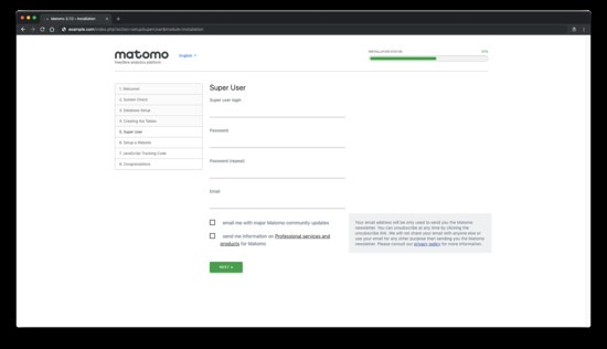 Crear cuenta de superusuario