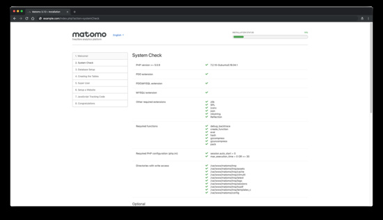 Comprobación del sistema