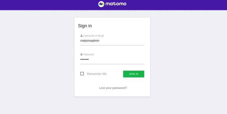 Inicio de sesión en Matomo