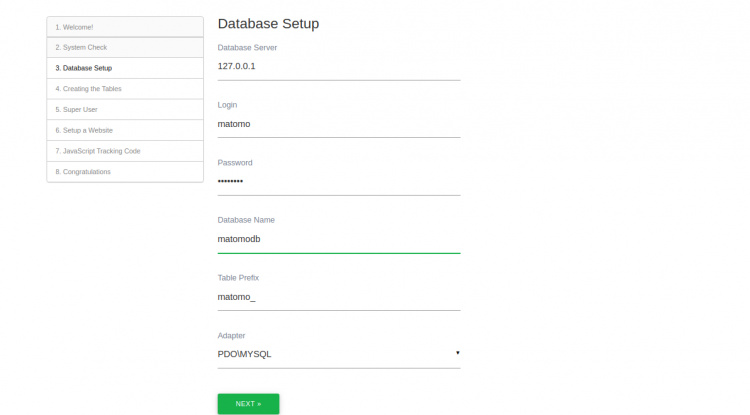 Configuración de la base de datos