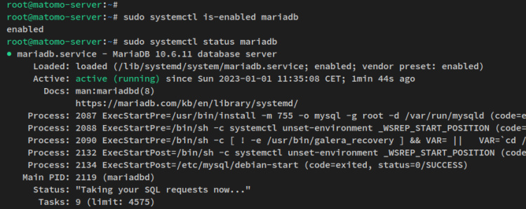 verificar mariadb
