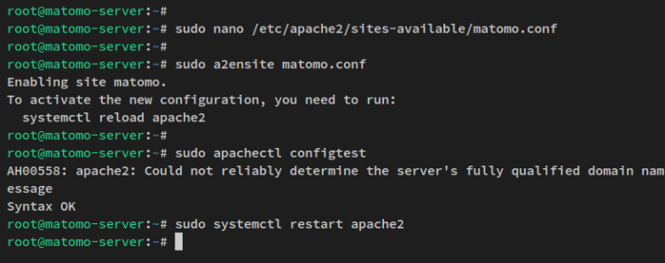 configurar host virtual matomo