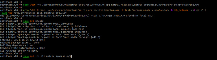 Añadir repositorio Matrix Synapse para Ubuntu 20.04