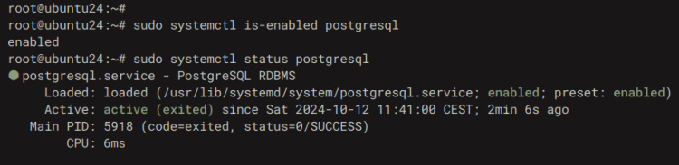 comprobar postgresql