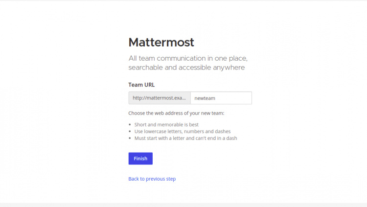Configurar la url del equipo en mattermost