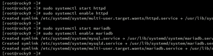 start enable mysql apache