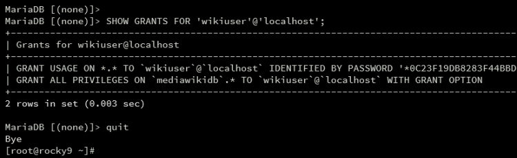 mostrar privilegios db