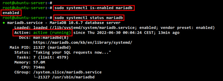 comprobar mariadb