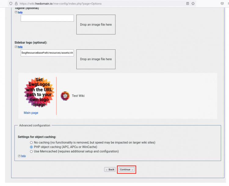 opciones adicionales mediawiki
