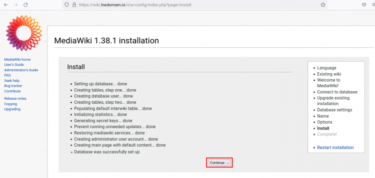 instalación completada