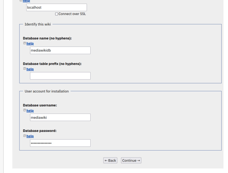 configuración de la base de datos