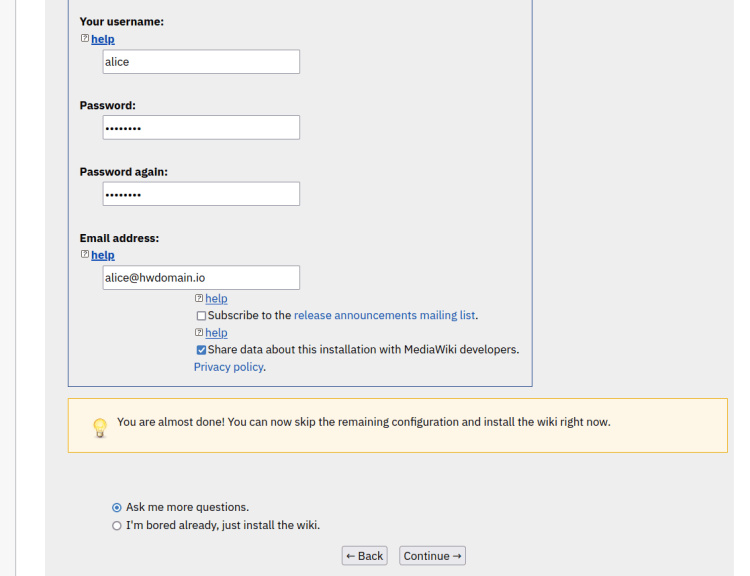 configurar nombre wiki y usuario