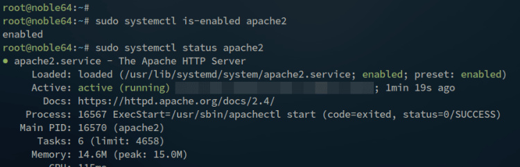 comprobar apache2