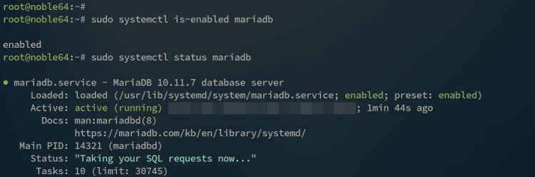 comprobar mariadb