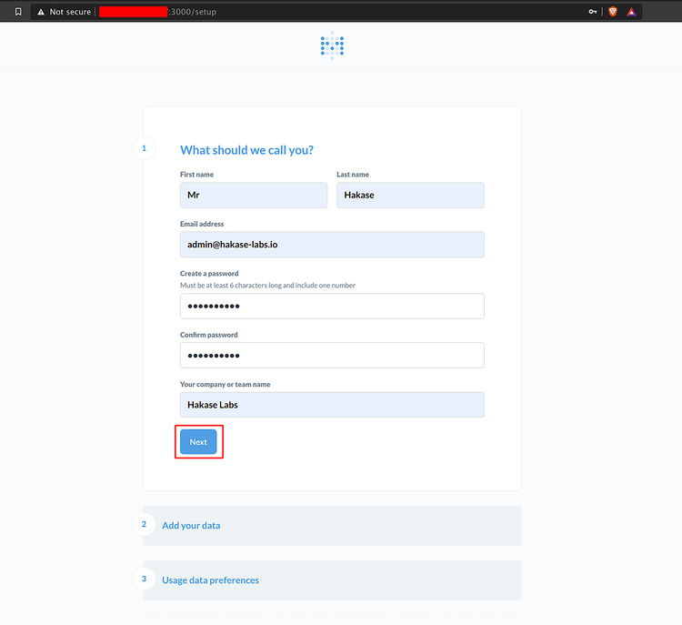 Introduce los datos del usuario