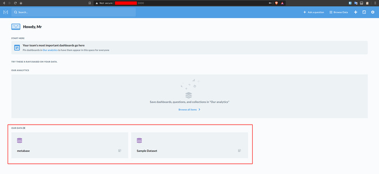 Panel de control de la Metabase