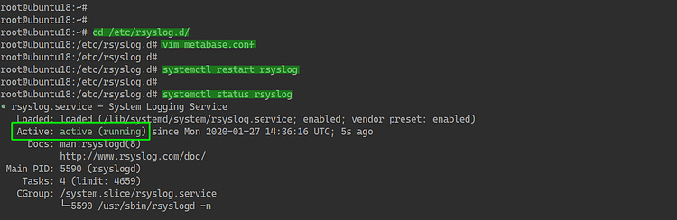 Configurar rsyslog para Metabase